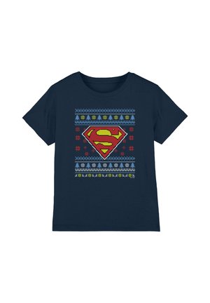 Cotton Soul, SUPERMAN UGLY CHRISTMAS LOGO - T-Shirt print - dark blue