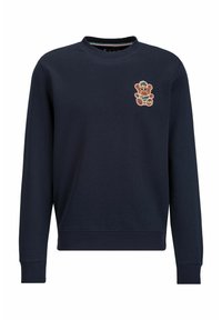 Marine sweatshirt gemaakt van een katoenmix, met een ronde hals en lange mouwen. Opvallend geborduurd teddybeerontwerp op de linkerkant van de borst.