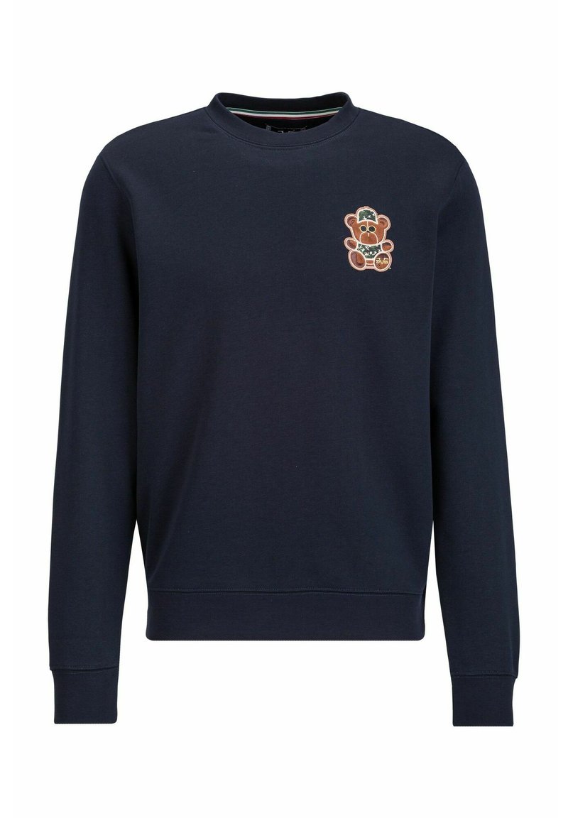 Marine sweatshirt gemaakt van een katoenmix, met een ronde hals en lange mouwen. Opvallend geborduurd teddybeerontwerp op de linkerkant van de borst.