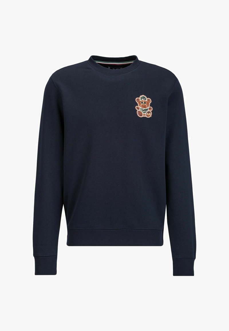 Marine sweatshirt gemaakt van een katoenmix, met een ronde hals en lange mouwen. Opvallend geborduurd teddybeerontwerp op de linkerkant van de borst.