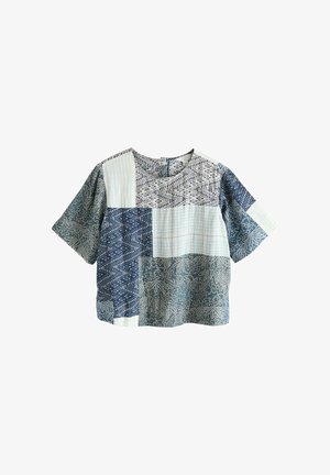 Next, Blúzka - blue white patchwork print