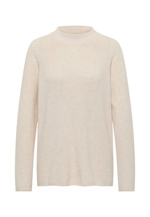 Maglione color crema con collo alto, maniche lunghe, motivo in maglia testurizzata e vestibilità rilassata. Tessuto leggero e traspirante.