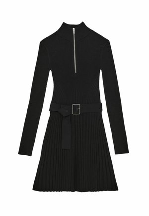 REGULAR FIT VIENNA - BELTED HALF-ZIP FLIPPY - Neulemekko - black