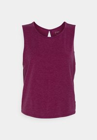 Lila ljung utan ärmar med rundad halsringning och nyckelhål baktill. Tillverkad av mjukt tyg, med en avslappnad passform och rundad nederkant.