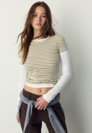 BASIC SLIM FIT STRIPED   - T-shirt con stampa - light yellow