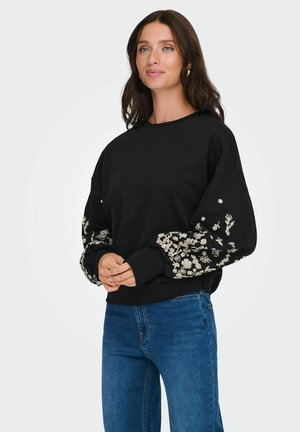 ONLBROOKE O-NECK FLOWER - Sweatshirt - black