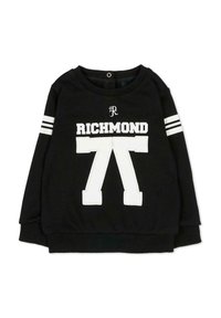 Felpa nera con scritta bianca "RICHMOND" e grafica; presenta due strisce bianche su ogni manica e polsini e orlo a coste.