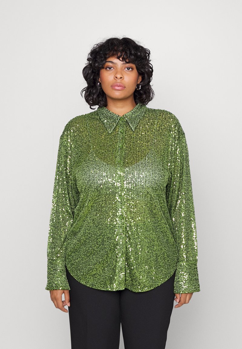 Gina Tricot YVETTE SEQUINS SHIRT CURVE Buttondown blouse dark