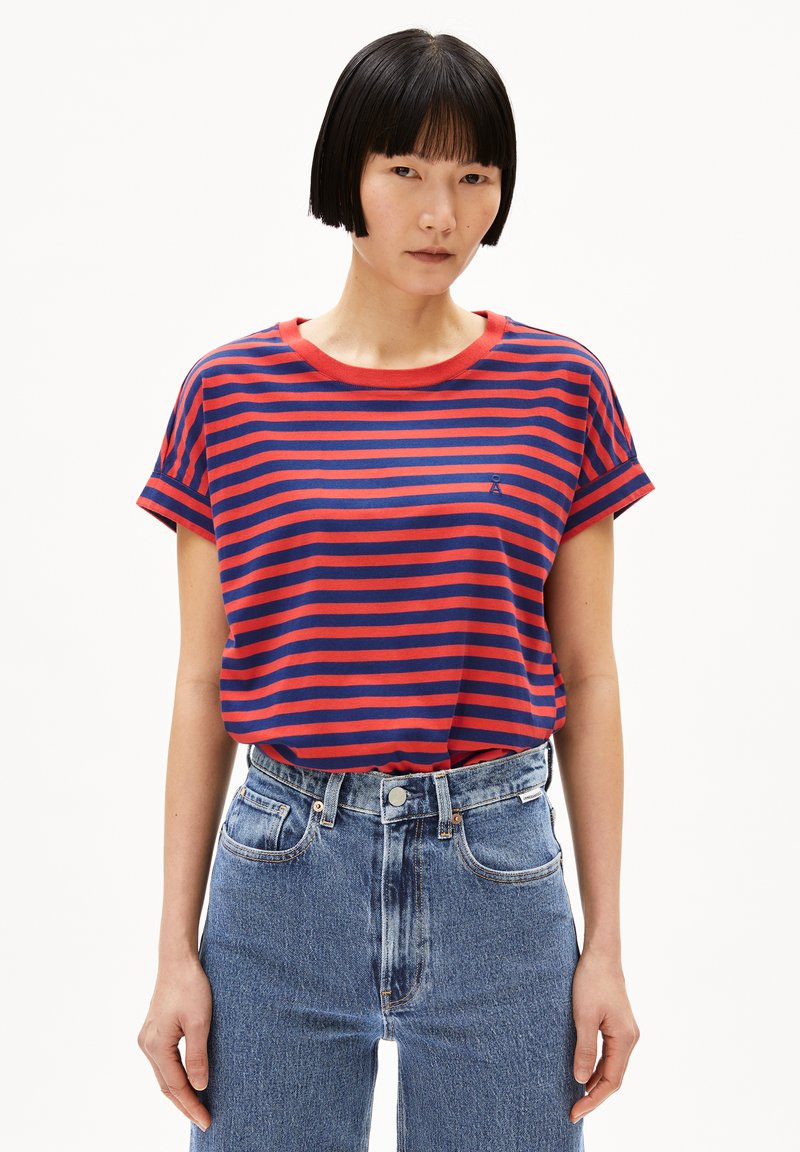ARMEDANGELS - IDAARA STRIPES - Print T-shirt - blue noon coral blush, Enlarge
