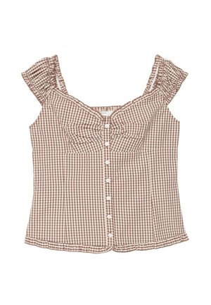 Stradivarius, HEART NECKLINE TOP WITH BUTTONS - Blouse - dark brown