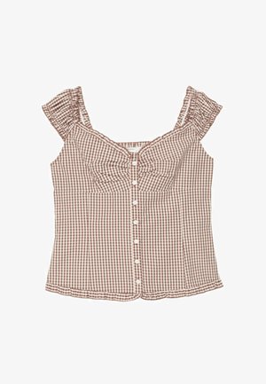 Stradivarius, HEART NECKLINE TOP WITH BUTTONS - Blouse - dark brown