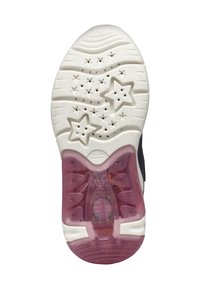 Η σόλα του παπουτσιού διαθέτει υφή από λευκό καουτσούκ με κοψίματα σε σχήμα αστεριού, ροζ διαφανή Δημιουργία μαξιλαριού και κυματιστό σχέδιο.