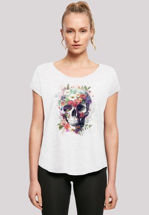 TOTENKOPF BLUMEN - Print T-shirt - weiß