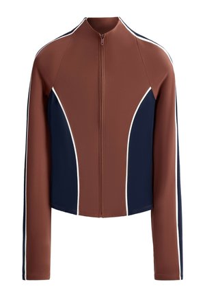 OYSHO, LIGHT WARM COLOUR-BLOCK TECHNICAL JACKET - Mikina so zipsom - terracotta