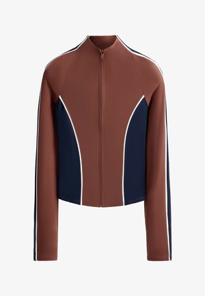 OYSHO, LIGHT WARM COLOUR-BLOCK TECHNICAL JACKET - Mikina so zipsom - terracotta