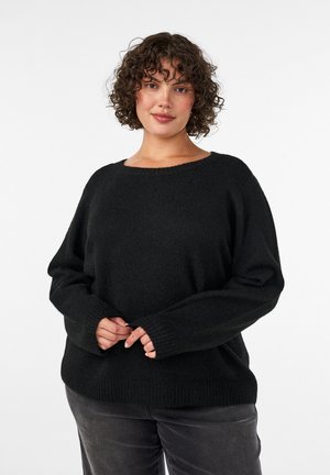 Zizzi, LOCKERER PULLOVER MIT RUNDHALSAUSSCHNITT - Jersey de punto - schwarz