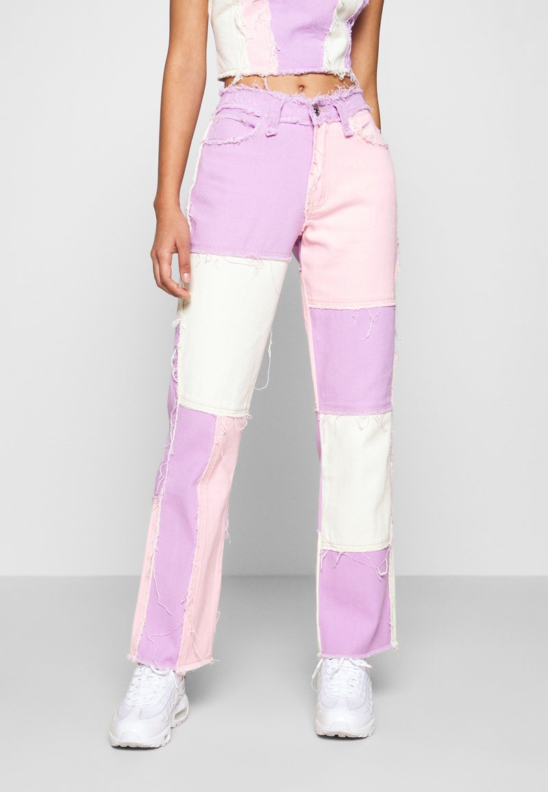 Jaded London PATCHWORK BOYFRIEND FIT WITH FRAYED SEAMS - Slim fit jeans