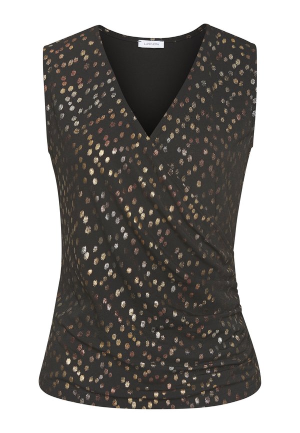 Bluse - schwarz gold bedruckt
