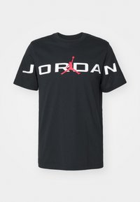 Jordan AIR STRETCH CREW - Trükipildiga T-särk - black/white/gym red