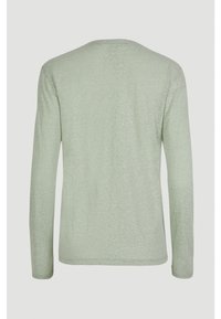Light green long-sleeve shirt with a round neckline, soft texture, and a relaxed fit. The fabric appears slightly heathered with subtle variations.