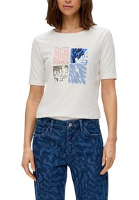 s.Oliver MIT FRONT - Print T-shirt - creme