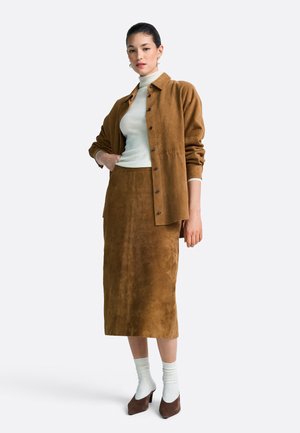 MIDI - Usnjeno krilo - cinnamon