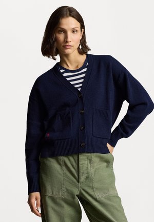 WOOL BLEND V NECK CARDIGAN - Strickjacke - hunter navy