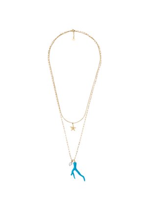 2 ROWS - Collana - turquoise white pearl