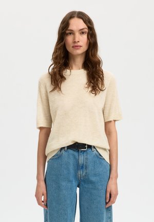 Selected, SLFSHIRLEY O-NECK - T-shirt print - birch