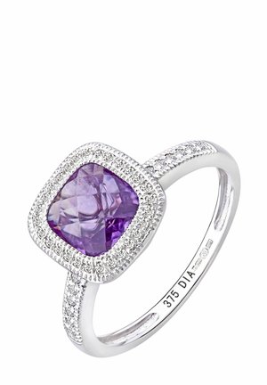 DIAMOND AND AMETHYST SQUARE CUT GEMSTONE - Anello - white gold-coloured