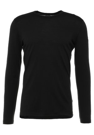 Svart långärmad t-shirt i mjukt tyg, med rund hals, enkel design och rak nederdel utan synliga mönster eller utsmyckningar.