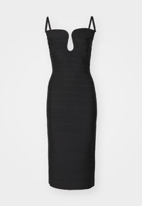 PLUNGING WIRED BANDAGE MIDI DRESS - Sarafanas - black