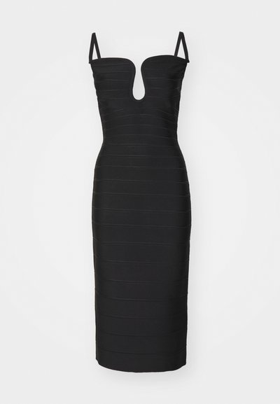 Hervé Léger PLUNGING WIRED BANDAGE MIDI DRESS - Jumper dress - black