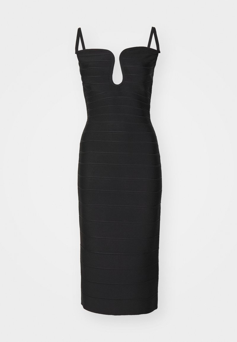 Herv Lger PLUNGING WIRED BANDAGE MIDI DRESS - Jumper dress - black -  Zalando