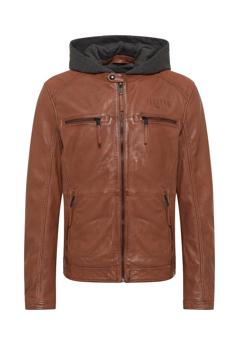Mustang Lederjacke cognac Zalando