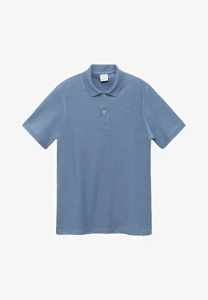 Polo majica svijetloplave boje, kratkih rukava, klasičnog ovratnika, s dva gumba, glatkog pamučnog materijala, opuštenog kroja s ravnim rubom.