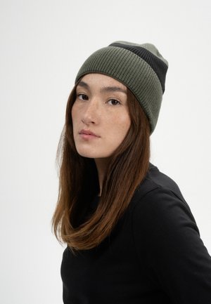 MELA, KALI STRICKMÜTZE UNISEX - Beanie - grün melange schwarz gestreift