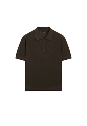 Massimo Dutti, COTTON BLEND OPEN-KNIT POLO SHIRT - Poloshirt - dark brown