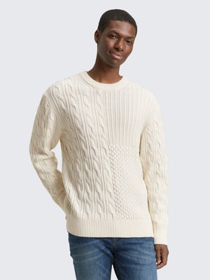 MIT ZOPFMUSTER - Stickad tröja - wool white