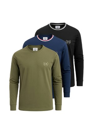 SET OF 3 - Camiseta de manga larga - olive/dark blue/black