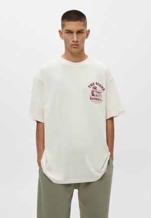 SHORT SLEEVE - Print T-shirt - mottled beige