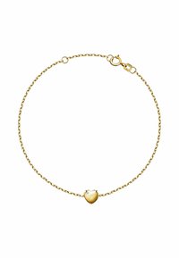 Goldene Kettenarmband mit einem herzförmigen Anhänger, der mit einem kleinen Diamantakzent verziert ist, feine Verlinkung mit einem sicheren Verschluss.