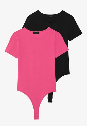 Even&Odd 2 PACK - T-Shirt basic - pink/black