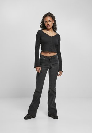 CROPPED RIB - Maglietta a manica lunga - black