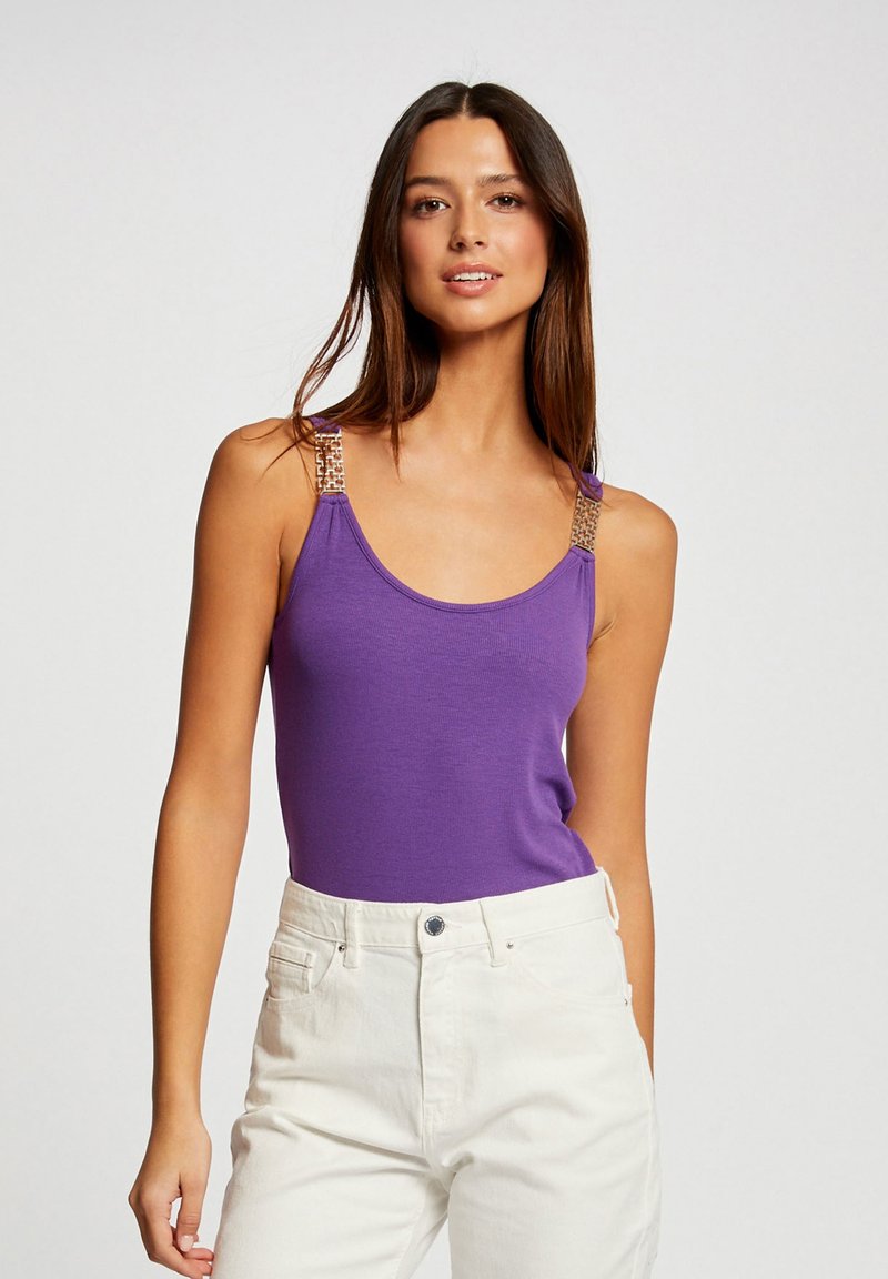 Morgan - TANK WITH EMBELLISHED - Top - dark purple, Ingrandire