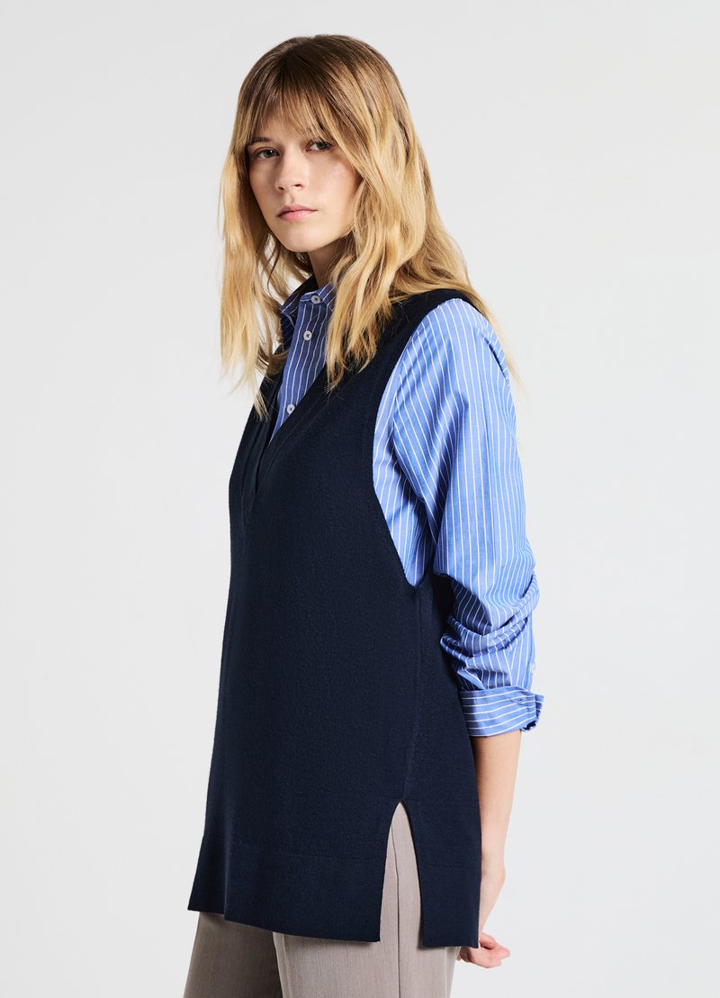 Calliope CON SCOLLO V - Top - blu notte
