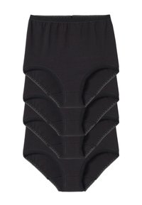 Slip in cotone nero a vita alta impilati in cinque strati, caratterizzati da una trama liscia e da una sottile impuntura decorativa lungo i bordi.