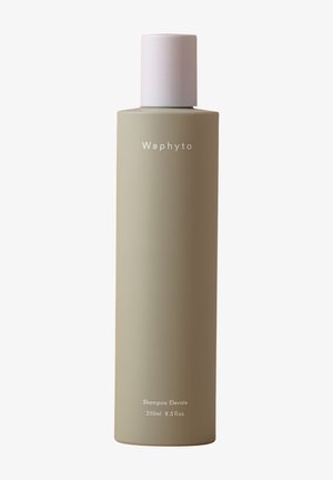 Grande bouteille beige de shampooing avec un bouchon blanc étiquetée Waphyto Shampoo Elevate 250 ml 8,5 fl oz sur fond blanc.