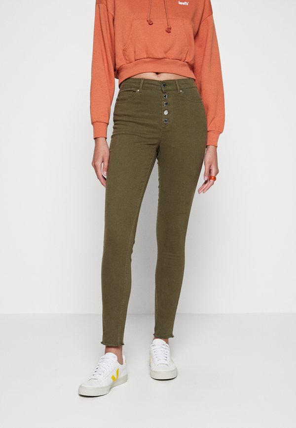 ONLVINCE BUTTON SKINNY - Trousers - olive night