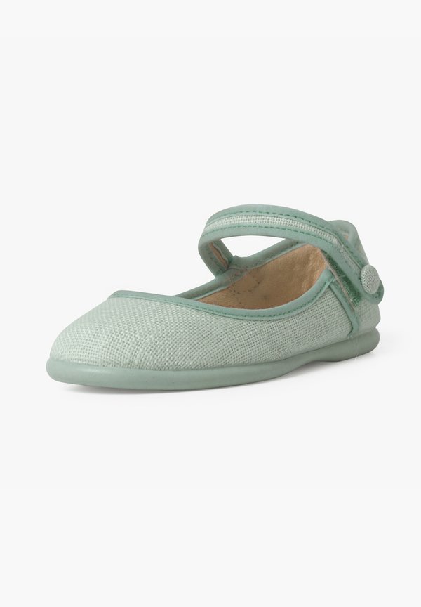 MERCEDITA ESCOTADA DETALLE BOTÓN CIERRE ADHERENTE – Riemchenballerina – verde agua